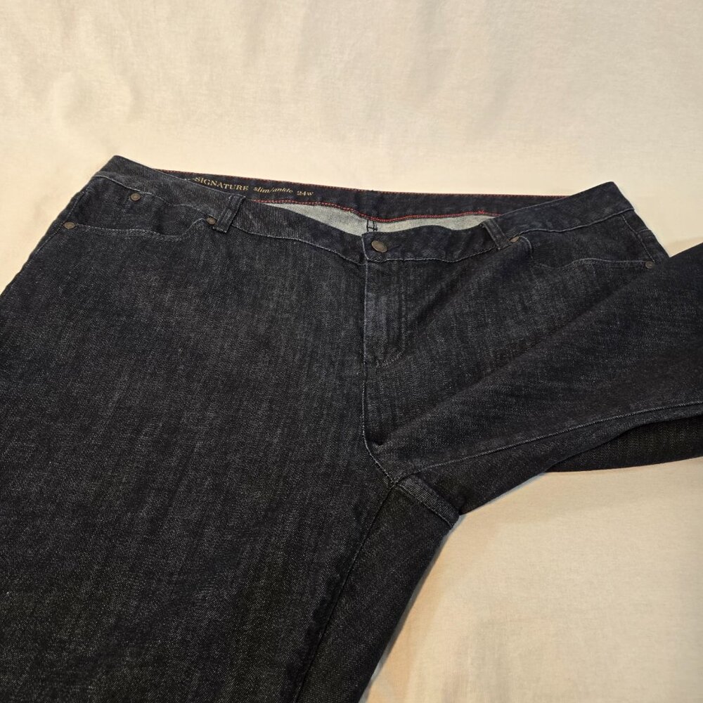 TALBOTS W-Signature Slim/Ankle Zip Dark Blue Jeans Plus Size 24W New NO Tags! - Picture 9 of 16